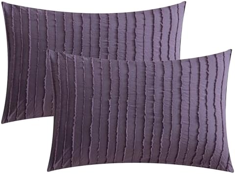 JELLYMONI Purple Striped Tufted Pillowcases Standard Size by JELLYMONI