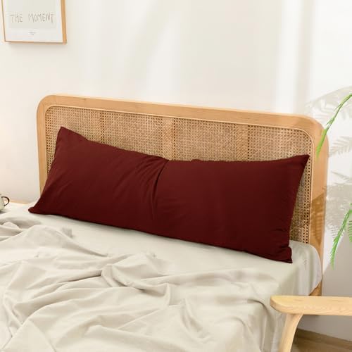 BESTOUCH Washed Cotton Pillowcases Linen Feel Fired Brick Red Body - Image 3