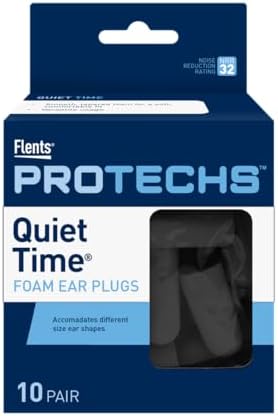 Flents Protechs Quiet Time Foam Ear Plugs, NRR 32, 10 Pair by Flents