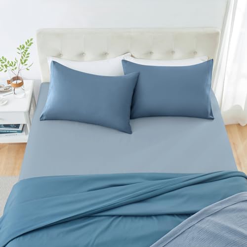 MILVOWOC Brushed Microfiber Queen Pillowcases, Slate Blue, 20x30 Inch - Image 4