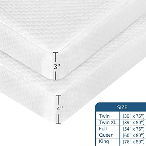 Full XL Mattress Topper Cover 3-4 Inch, Removable Zippered Cover - Image 3