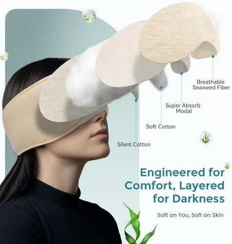 LC-dolida Sleep Masks with Bluetooth Headphones, Soft Seaweed Fiber Cotton - Image 3
