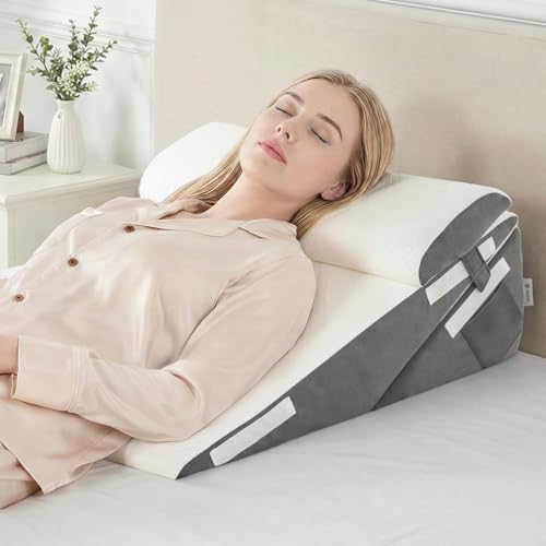 Vekkia 2PCS Wedge Pillow Set for Sleeping After Surgery, Fit for Acid Reflux by Vekkia