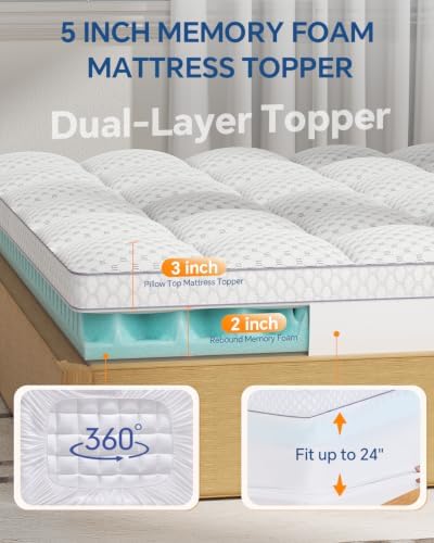 BEDELITE Dual Layer Full Size Memory Foam Mattress Topper - Image 6