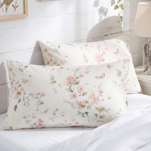 Bedorm 100% Cotton Pillowcases Set of 2 King Size Floral Pillow Cover Aesthetic - Image 7