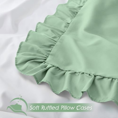 Ruffled Pillow Cases, Sage Green, Standard 20"x26" - Image 4