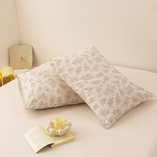 ECOCOTT Floral Botanical Pillowcases Queen Size 2 Pack, 100% Washed Cotton - Image 3