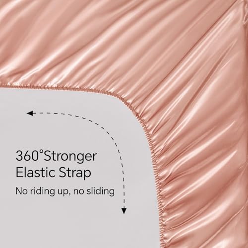BEDELITE Satin Sheets Full Size Bed Set, Coral Pink, 4 Pieces - Image 5