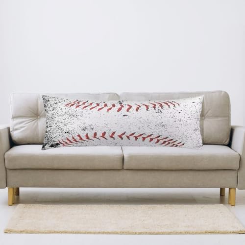 Sport Theme Body Pillow Cover Sports White Black and Red Baseball Laces - Image 4