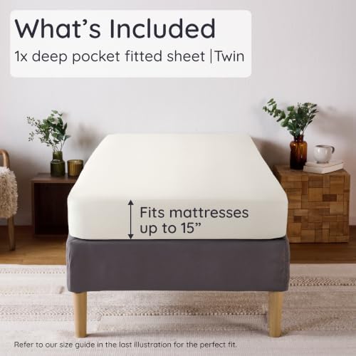 Bambaw 100% Viscose Derived from Bamboo Sheets Twin Size, Cooling Fitted Sheet - Image 2
