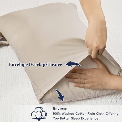 PHF Cotton Waffle Pillow Shams King Size 20" x 36", No Insert - Image 4