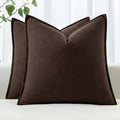 MIULEE Decorative Linen Pillow Covers 18x18 Inch Dark Brown by MIULEE