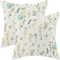 Spring Pillow Covers 16x16 Inch Set of 2, Aqua Teal Sage Green Wild Flower by AEIOAE