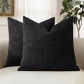 MIULEE 26x26 Inch Euro Textured Chenille Throw Pillow Covers Black by MIULEE