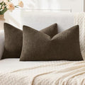 MIULEE Chocolate Brown Chenille Couch Lumbar Throw Pillow Covers by MIULEE