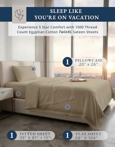 LANE LINEN Hospital Bed Sheets Twin XL 100% Egyptian Cotton Sateen - Image 2