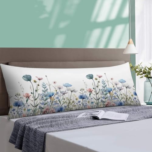 Watercolor Floral Body Pillow Cover Boho Pillowcase - Image 4