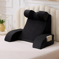 19" Reading Pillow for Bed Black, Flip Headrest and Back Support by Velorose