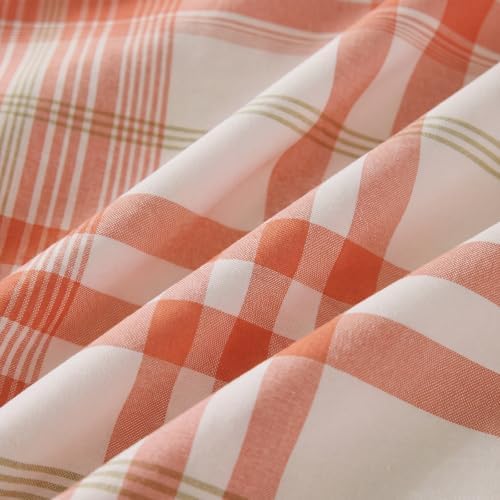 Merryword 100% Cotton Body Pillow Cover, 20 x 54, Washed Cotton Coral Plaid - Image 6