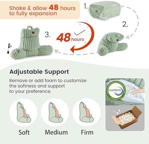 Amélie Home Heated Faux Fur Reading Pillow 3 Temperature Backrest - Image 3