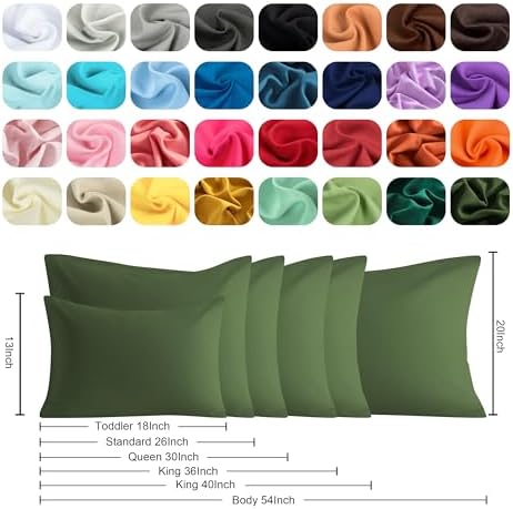 King Pillow Cases, 2 Pack, 20x36 in, Microfiber, Olive Green - Image 6
