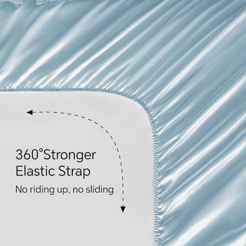 BEDELITE Satin Sheets Twin XL Size Bed Set, Light Blue, 3 Pieces - Image 5