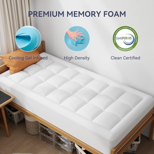 ELEMUSE 3 Inch Twin Dual Layer Memory Foam Mattress Topper - Image 6