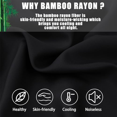 TELUS Black Pillow Cases Queen Size 2 Pack, Bamboo Rayon Cooling Pillowcases - Image 3