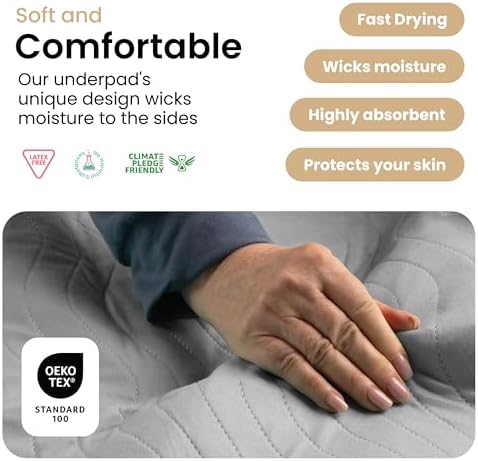 IMPROVIA® Washable Underpads 34" x 52" Pack of 2 Heavy Absorbency Reusable - Image 4