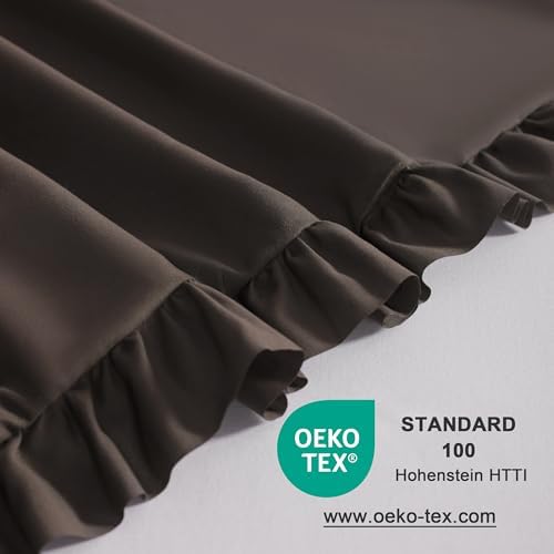 Ruffled Queen Pillow Shams, 2 Pack, 20x30 Inches, Dark Brown - Image 5