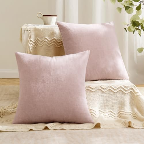 MIULEE Pink Chenille Couch Throw Pillow Covers - Image 4