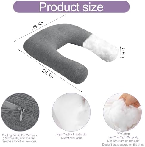HOMBYS Cooling U Shaped Pillow for Neck, Contour Shoulder Pillow for Side - Image 2