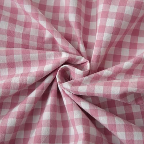Silnuo 2 Pack Vintage Pink Gingham Ruffle Throw Pillow Covers 20"x20" - Image 5