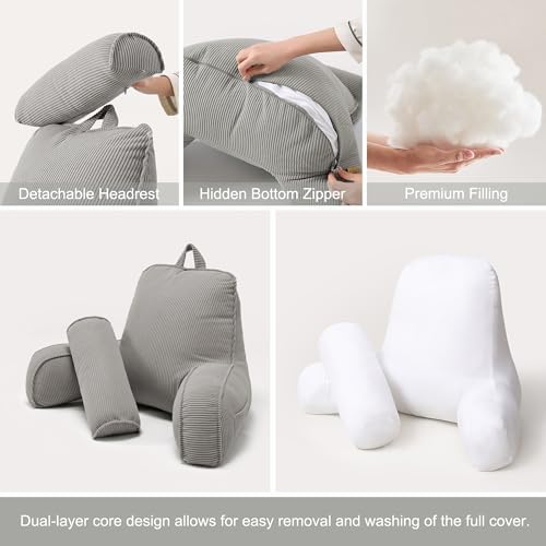 Corduroy Reading Pillow for Sitting Up in Bed, Backrest Pillow - Image 6