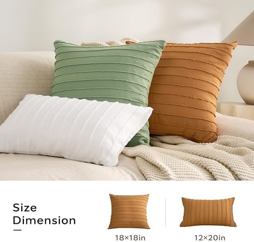 JELLYMONI Rust Striped Tufted Pillowcases 18"x 18" - Image 5