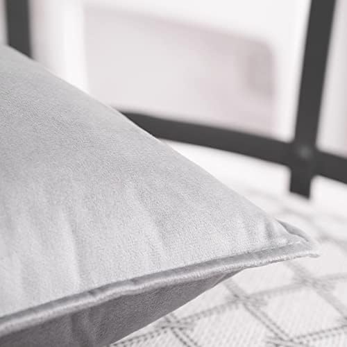 JIAHANNHA Velvet Grey Throw Pillow Covers 24”x24”Pack of 2 Soft Decorative - Image 5