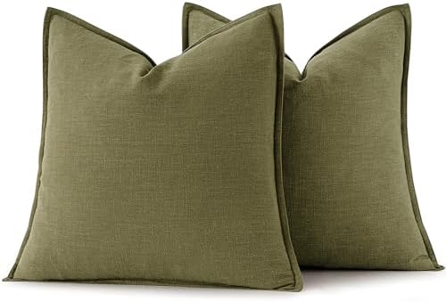 MIULEE Decorative Linen Pillow Covers 20x20 Inch Green - Image 6