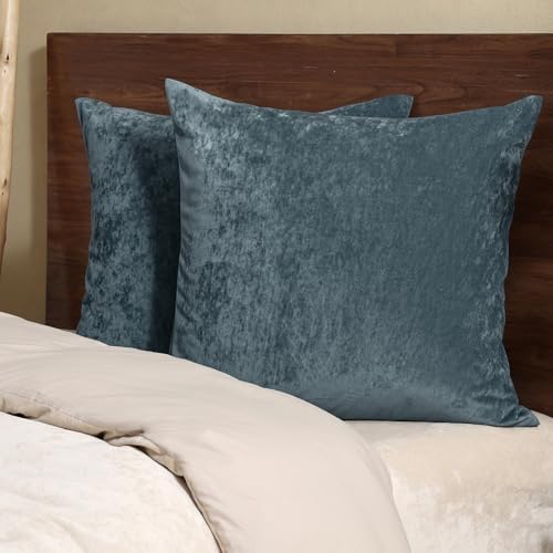 PHF Truly Velvet Euro Shams 26" x 26", Stormy Blue, No Insert, 2 Pack by PHF