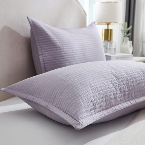Stripe Quilted Pillowcases Set of 2, King Size Envelope Pillow Covers Soft - Image 4