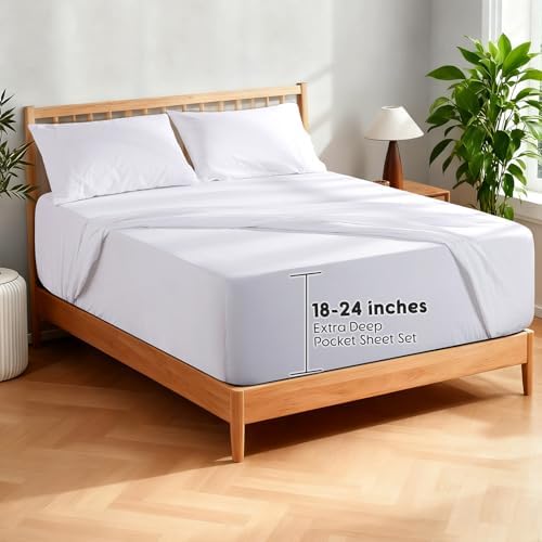 SONORO KATE 100% French Linen King Size Sheets Set, Extra Deep Pocket - Image 6