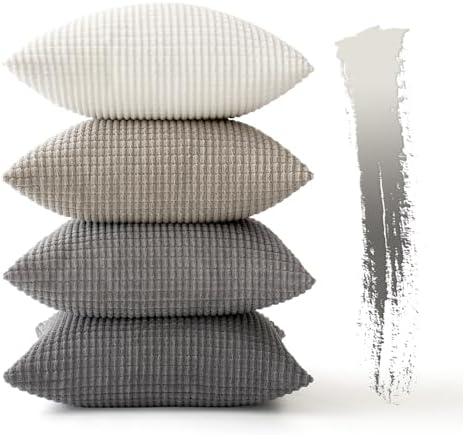 MIULEE Neutral Decorative Euro Pillow Covers 24x24 Set of 4 Modern Grey - Image 7