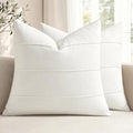 MIULEE Euro Decorative Linen Throw Pillow Covers 22x22 Cream White Striped by MIULEE