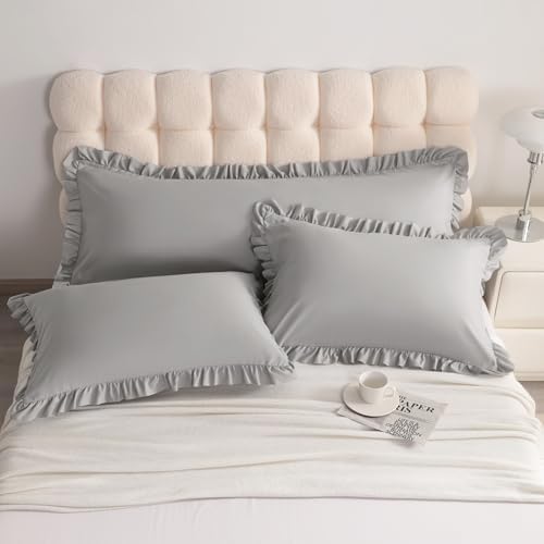 Ruffled Body Pillow Shams, 1 Pack, 20x54 Inches, Light Grey - Image 6