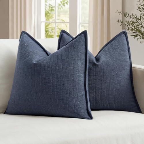 MIULEE Thick Textured Navy Blue Decorative Throw Pillow Covers 18x18 Inch by MIULEE