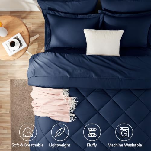 CozyLux Twin XL Comforter Set 68"x88" Navy - Image 2