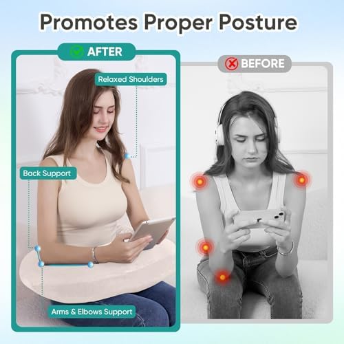 Reading Pillow for Gaming, Lap Desk Pillow Crochet Pillow Ergonomic Arm Support - Image 3