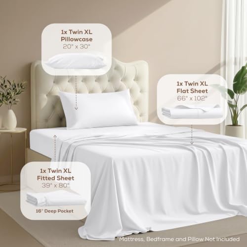 Twin XL Sheets Set, 3 Pieces 16" Deep Pocket Hotel Luxury Bed Sheets - Image 2