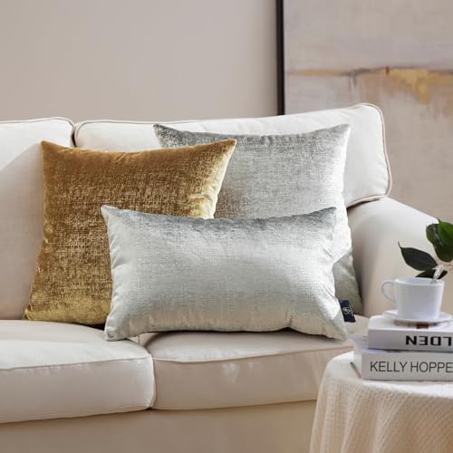 Phantoscope Pack of 2 Sparkling Velvet Decorative Solid Throw Decorative Pillow - Image 4