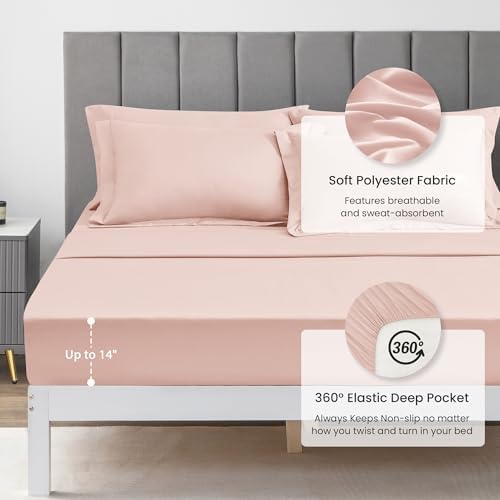 Love's cabin Queen Comforter Set Pink, 7 Pieces Queen Bed in a Bag, All Season - Image 4