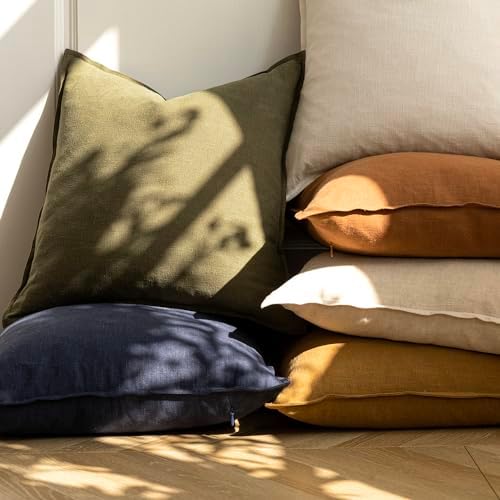 Foindtower Linen Solid Decorative Throw Pillow Covers 20x20 Honey Mustard - Image 6
